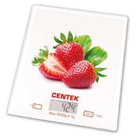 весы кухон. CENTEK CT-2462 Клубника до 5кг/1г стекло, электр, LCD,шелкография