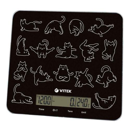 Весы VITEK-8026 кухонные электронные 10кг, температура, время, стекло