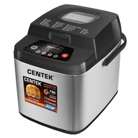 Хлебопечь CENTEK CT-1410 650Вт, 750г, 19 прогр, LCD, таймер, нерж.