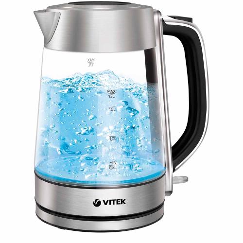 Чайник VITEK-1184 1,7л, 2200Вт,подсветка, корпус: металл/стекло