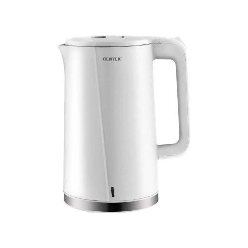Чайник CENTEK CT-0005 (1,7л) 2200Вт бесшовная колба,двойные стенки,белый(White)