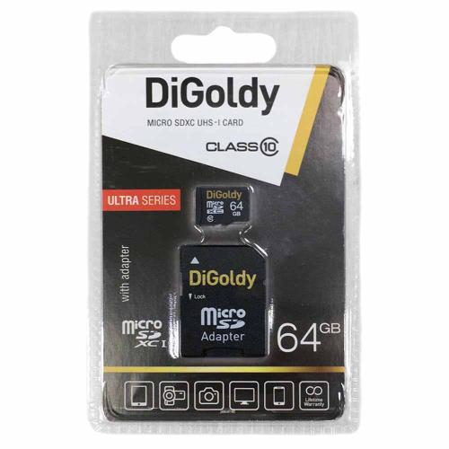 Память SD Micro 64Gb DiGoldy+adapter SD класс 10