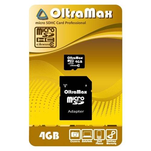 Память SD Micro 4Gb OltraMax + adapter класс 10