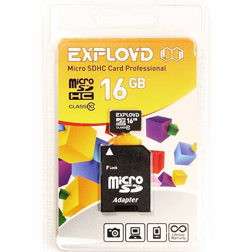 пам. SD Micro 16Gb Exployd кл.10 +SD adapter