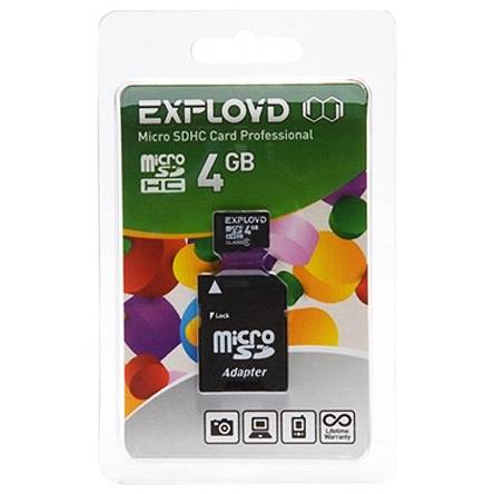 пам. SD Micro 4Gb Exployd кл.10 +SD adapter