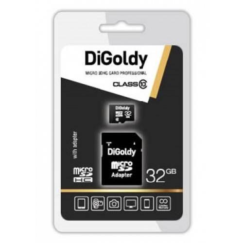 Память SD Micro 32Gb DiGoldy(+ SD adapter) класс 10