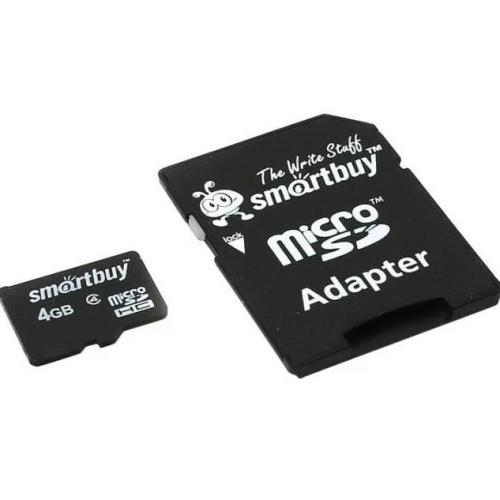 Память SD Micro 4Gb Smart Buy/Luxe Bass + SD adapter  класс 4