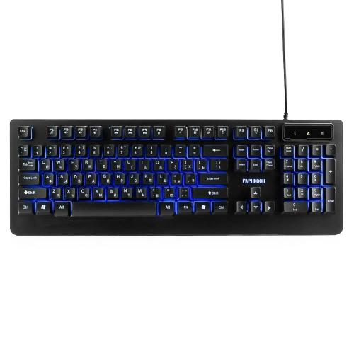 Клавиатура ГАРНИЗОН GK-340G игровая, полноразмерная, USB, мет.корпус