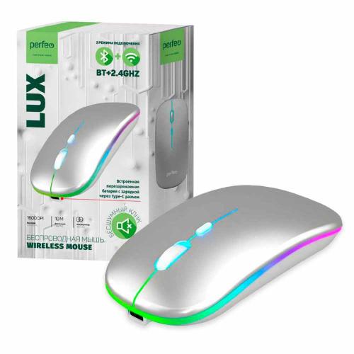 Мышь PERFEO PF-C3592 LUX USB беспров.,акк 500mAh,type-C,4кн,1600DPI