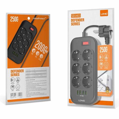удлинитель сет.евро 8206 (4вх+2USB 5v/2,1А+1PD) шнур 2м