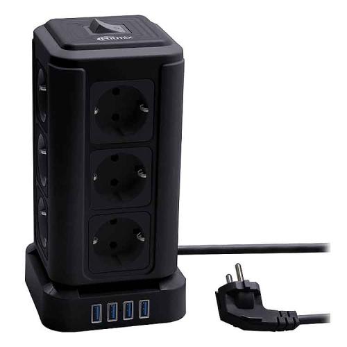 Фильтр питания  Ritmix RM-2124 12 розеток, 4USB, кабель 2м