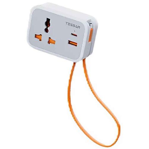 Фильтр питания Tessan TS-TA01ALDE 1 розетка, 1USB, Type-C, встроенный кабель Type-C 30см