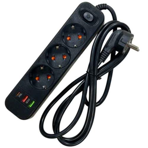 Фильтр питания 3вх+ PD+ QC3.0+ 1USB TS1004