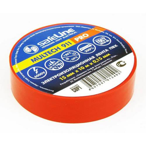 изолента Safeline 15мм х 10м красная 9357