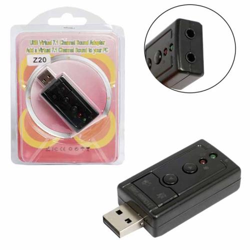 Адаптер аудио Z-20 USB 7.1 каналов с регулировкой