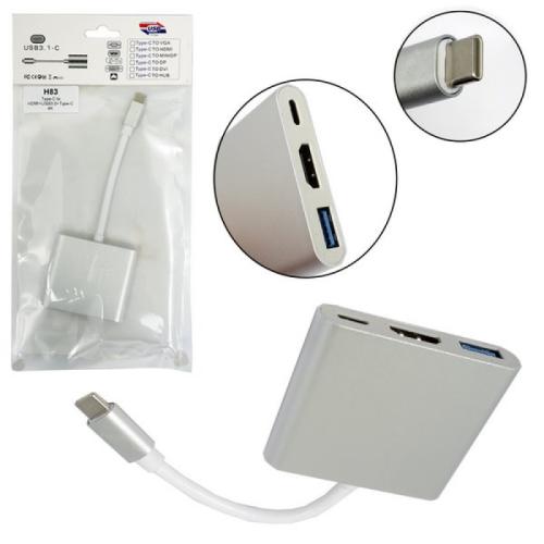 Переходник TYPE-C - HDMI+USB 3.0+TYPE-C 4K Н83